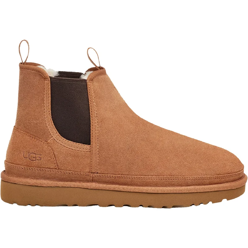 Booties for cozy restMen's UGG Neumel Chelsea Chestnut Suede