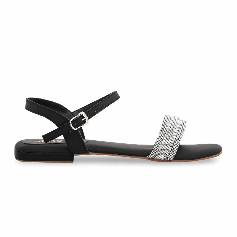 Sandals for summer soles-Black Fancy Sandal FN5798