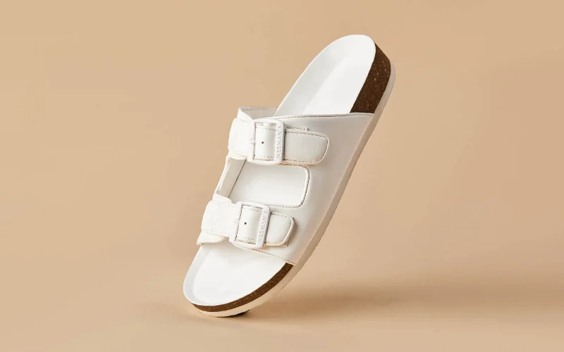 Sandals for rugged comfort-Cork Sandals : Brilliant White