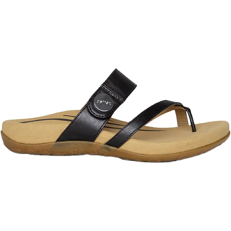 Sandals for daily heels-Women's Aetrex Izzy Black Synthetic