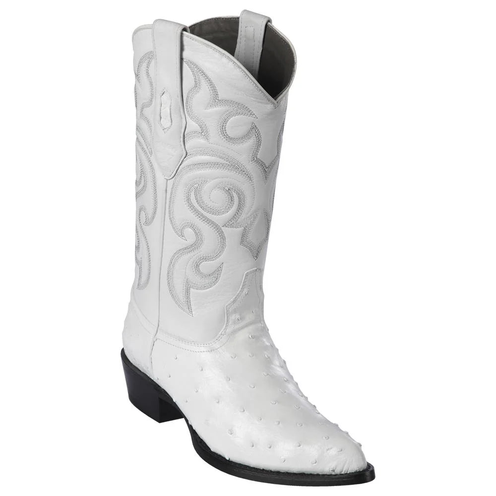 Cowboy boots for cowboy heritageLos Altos 990328 Men's White Genuine Ostrich J Toe Cowboy Boots