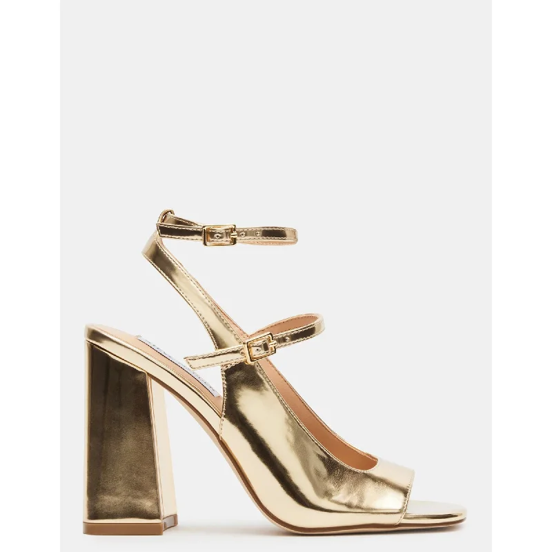 Heeled sandals with ankle wrap heel design-Virgil Gold