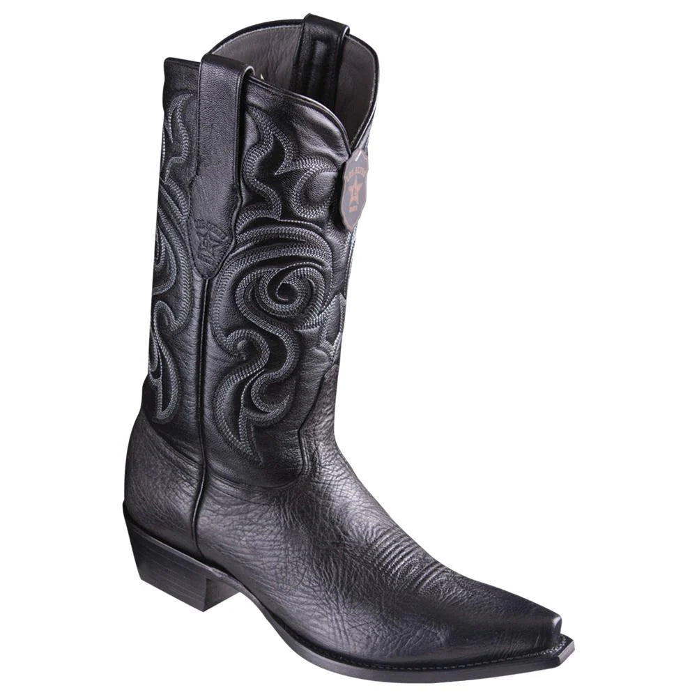 Cowboy boots with soft calfskin liningLos Altos 943105 Men's Black Genuine Bull Shoulder Snip Toe Cowboy Boots