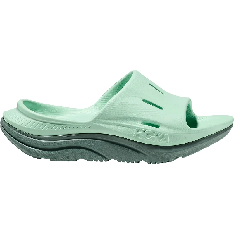 Sandals for outdoor heels-Unisex Hoka Ora Recovery Slide 3 Mint Green/Trellis EVA