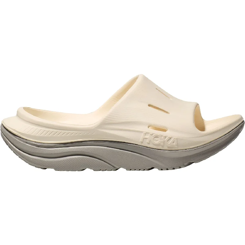 Sandals for muddy soles-Unisex Hoka Ora Recovery Slide 3 Alabaster/Stardust EVA