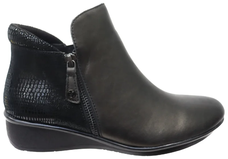 Ankle boots with padded warmth-Revere Damascus Womens Comfortable Leather Wide Width Ankle Boots