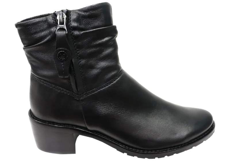 Ankle boots for long ease-Caprice Nelba Womens Wide Fit Comfortable Leather Ankle Boots