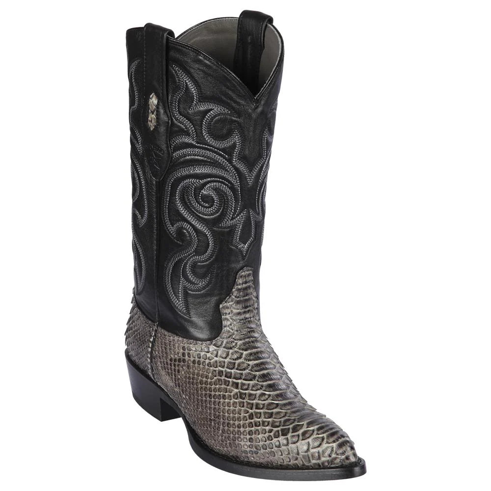 Cowboy boots with unique leather comfortLos Altos 995781 Men's Rustic Black Genuine Python J Toe Cowboy Boots