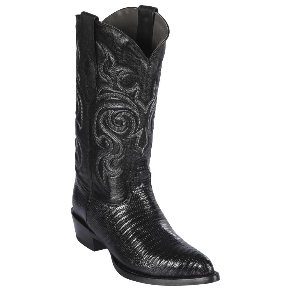 Cowboy boots with classic cowboy comfortLos Altos 990705 Men's Black Genuine Teju J Toe Cowboy Boots