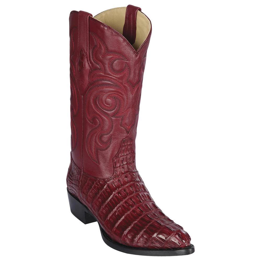 Cowboy boots for cowboy fashion trendsLos Altos 990106 Men's Burgundy Genuine Caiman Tail J Toe Cowboy Boots