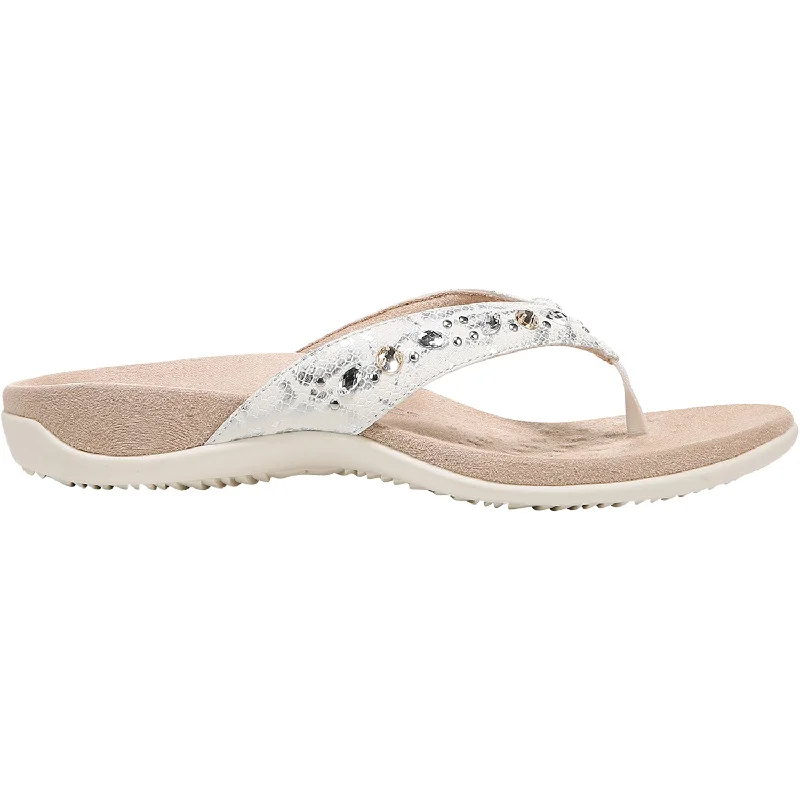 Sandals for warm heels-Women's Vionic Lucia White Leopard Synthetic