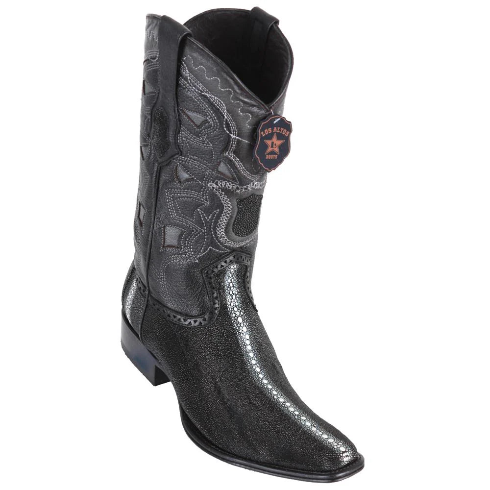 Cowboy boots with soft leather styleLos Altos 761105 Men's Black Genuine Rowstone Stingray European Square Toe Cowboy Boots