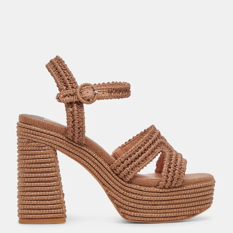 Heeled sandals for summer dates-Lacye Heels Brown Woven