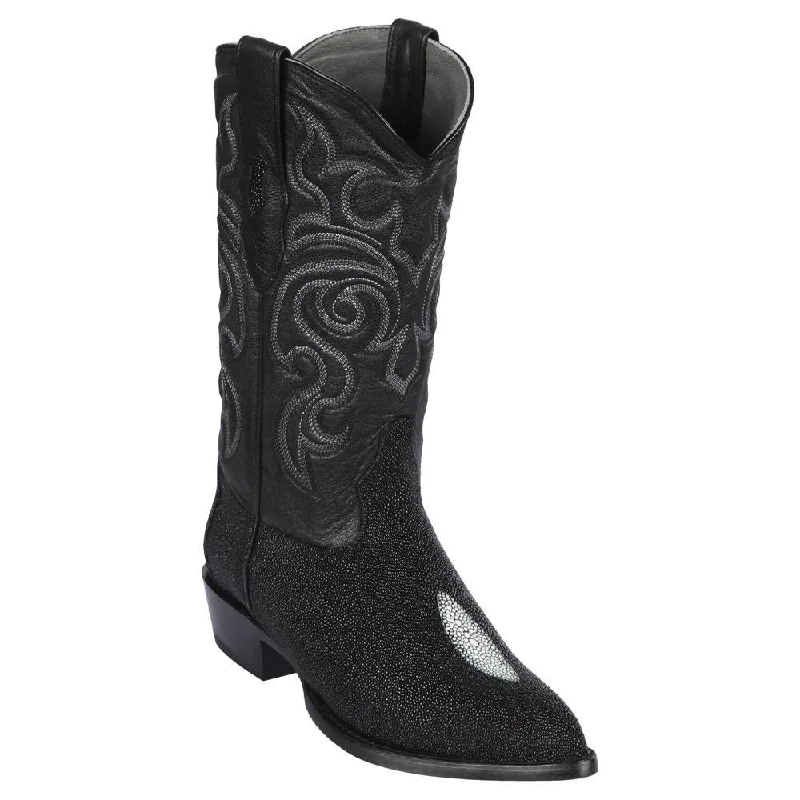 Cowboy boots for western road tripsLos Altos 991205 Men's Black Genuine Stingray Single Stone J Toe Cowboy Boots