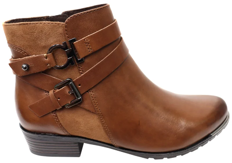 Ankle boots for casual tasks-Caprice Nadine Womens Wide Fit Comfortable Leather Ankle Boots