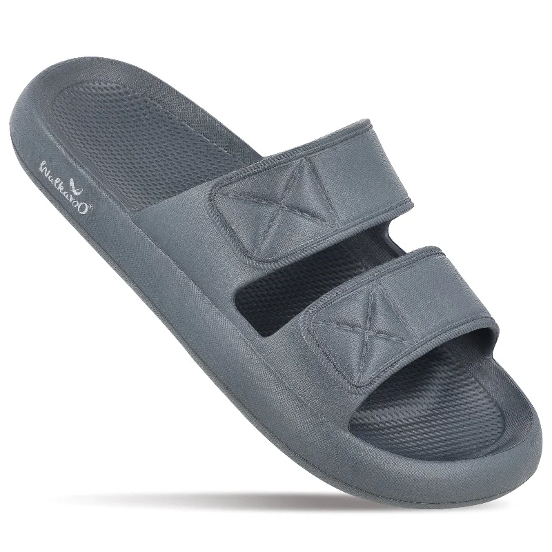 Sandals for summer comfort-Walkaroo Men Striped Casual Flip-Flop  - WC4253 Grey