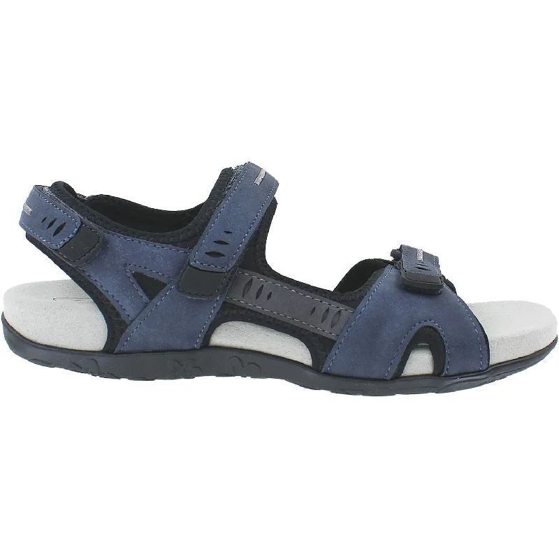 Sandals with durable soles-Women's Aetrex Bree Blue/Grey Synthetic