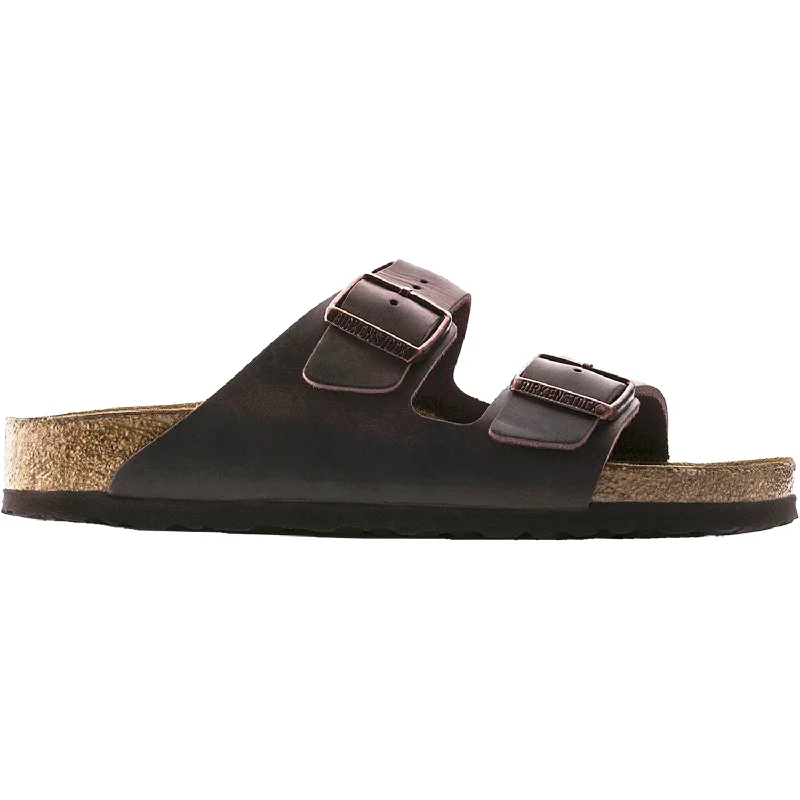 Sandals for wet soles-Unisex Birkenstock Arizona Soft Footbed Habana Oiled Leather