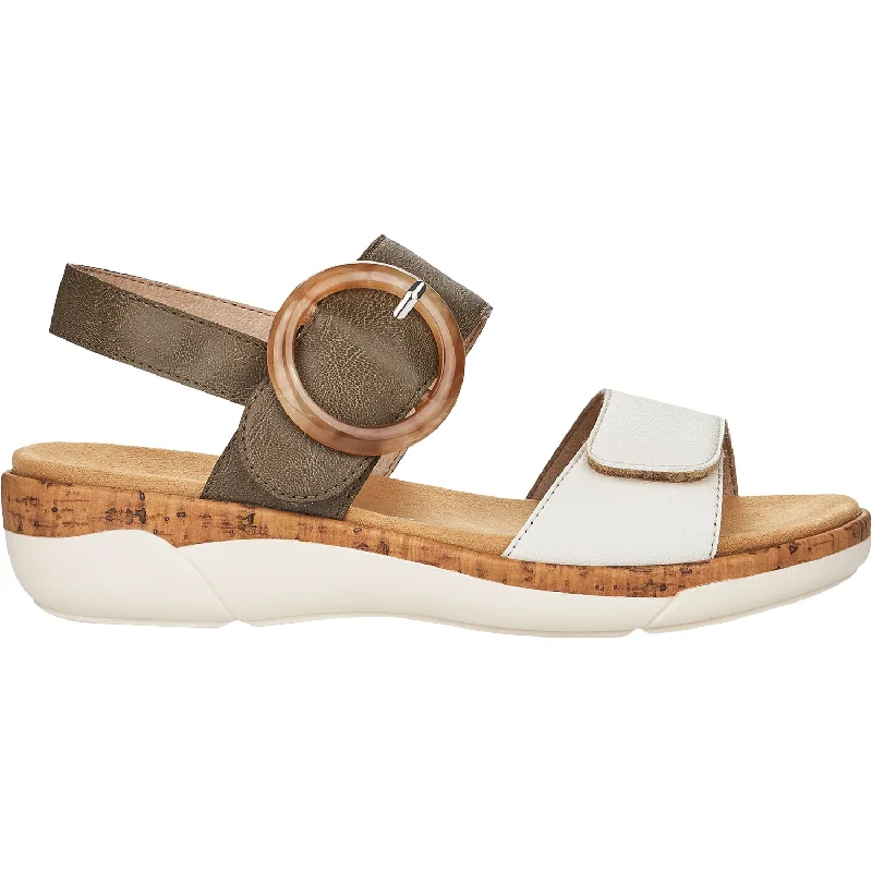 Sandals for beach comfort-Women's Remonte R6853-54 Jocelyn 53 Off White/Forest Leather