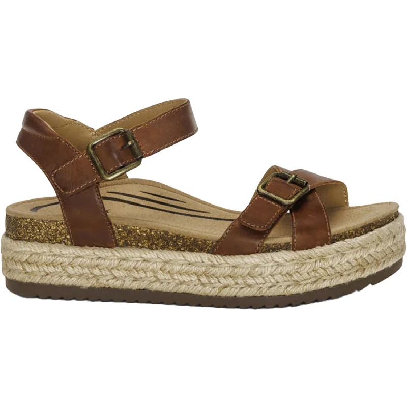 Sandals with durable leather-Women's Aetrex Paula Walnut Leather