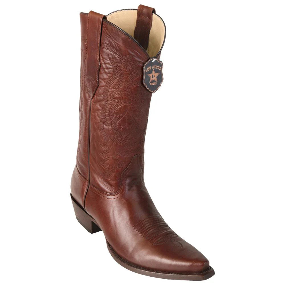 Cowboy boots with durable stacked heelLos Altos 943807 Men's Brown Genuine Pull Up Snip Toe Cowboy Boots