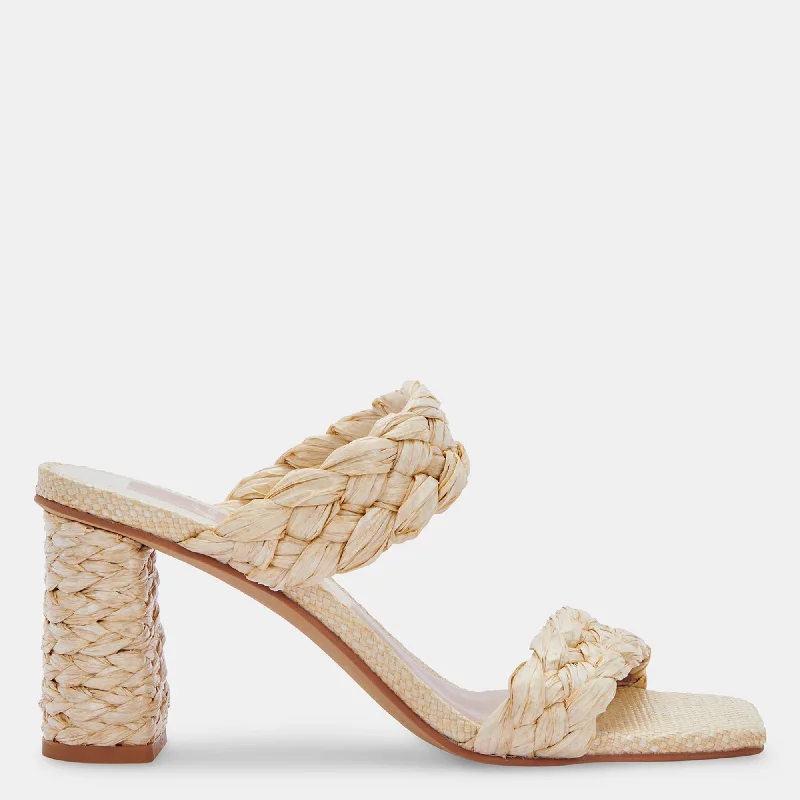 Heeled sandals for casual dates-PAILY RAFFIA HEELS VANILLA RAFFIA