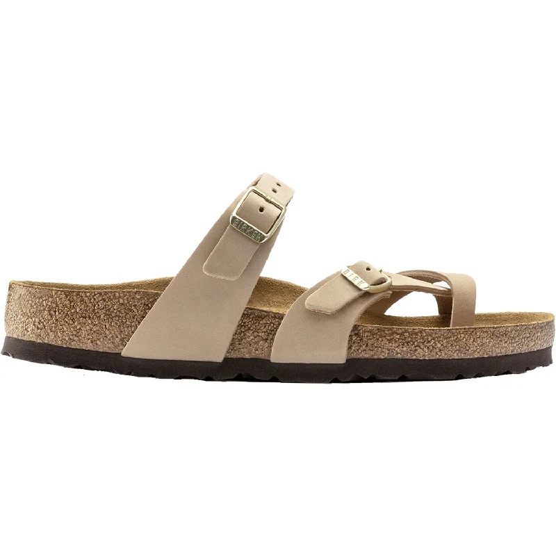 Sandals for rugged heels-Women's Birkenstock Mayari Soft Footbed Sandcastle Nubuck