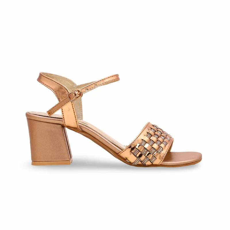 Sandals with slip-on heels-Peach Fancy Sandal FN6029