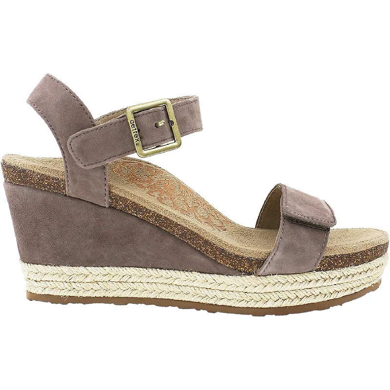 Sandals with bright soles-Women's Aetrex Sydney Deep Taupe Suede