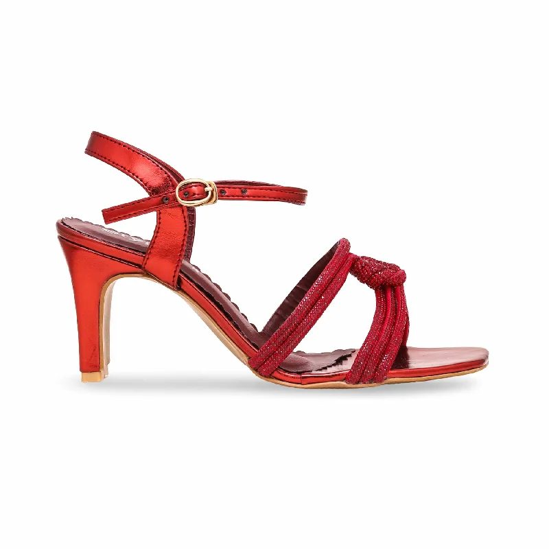 Sandals with firm heels-Red Fancy Sandal FN5901