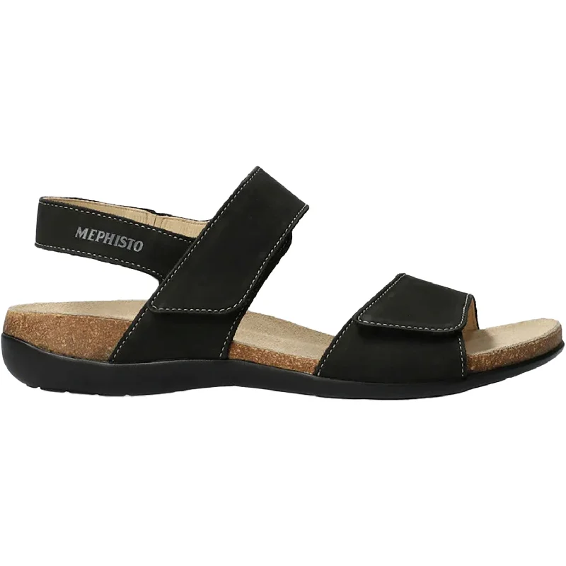 Sandals for active heels-Wome'ns Mephisto Agave Black Bucksoft Leather