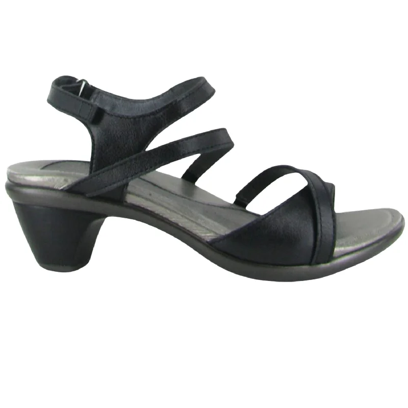 Sandals for daily heels-Women's Naot Limit Shiny Black Leather