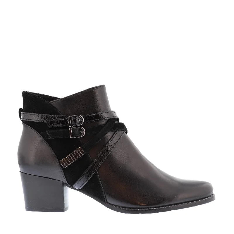 Ankle boots for long style-Regarde Le Ciel Women's Isabel-120 Block Heel Ankle Black Leather