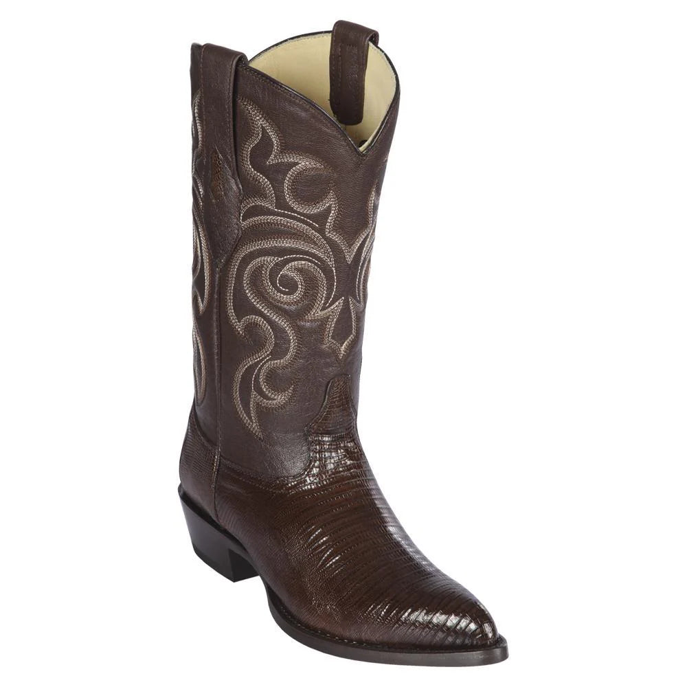 Cowboy boots for rugged trail styleLos Altos 990707 Men's Brown Genuine Teju J Toe Cowboy Boots