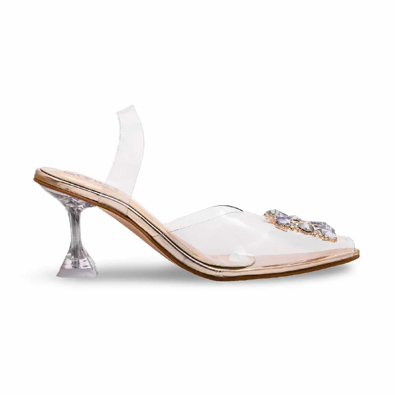 Sandals with durable heels-Golden Fancy Sandal FN5875