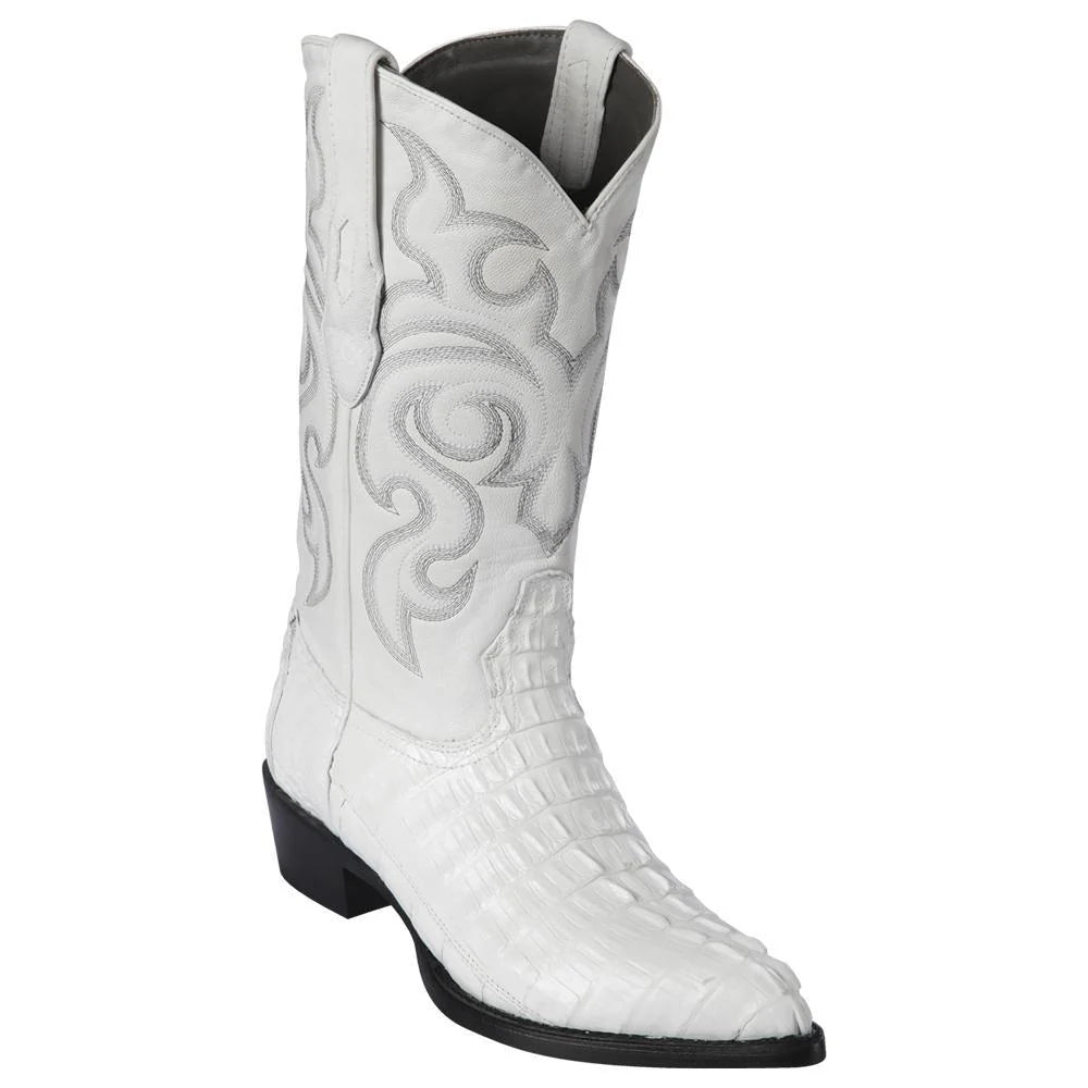 Cowboy boots for horseback riding comfortLos Altos 990128 Men's White Genuine Caiman Tail J Toe Cowboy Boots