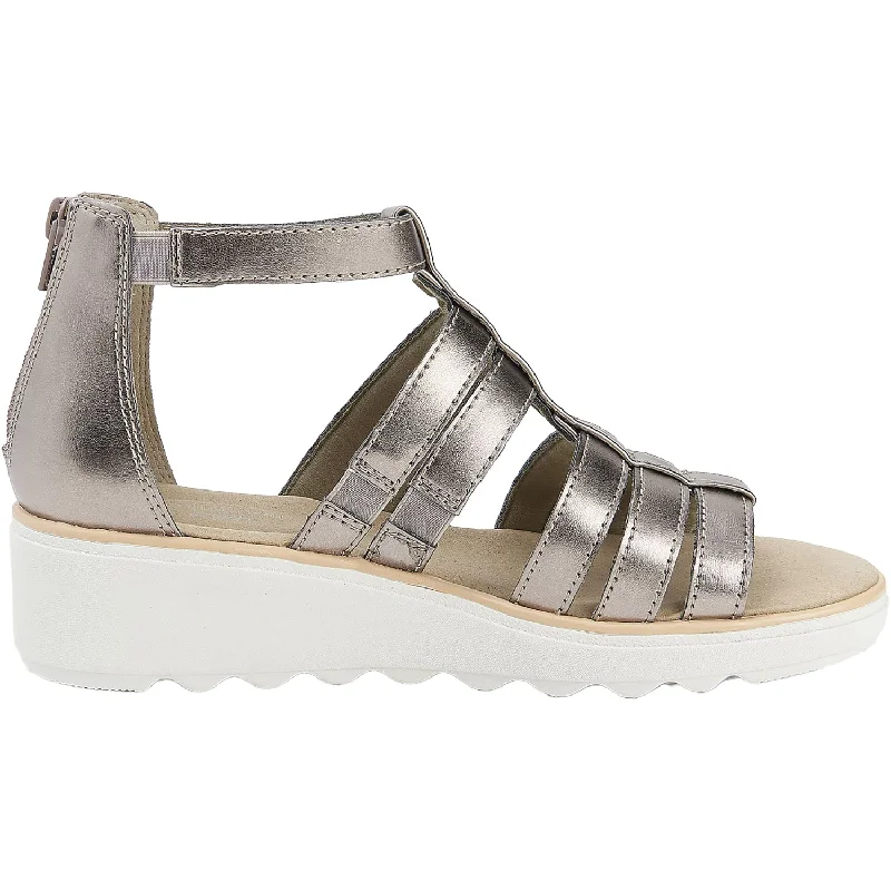 Sandals with trendy designs-Women's Clarks Jillian Nina Pewter Leather