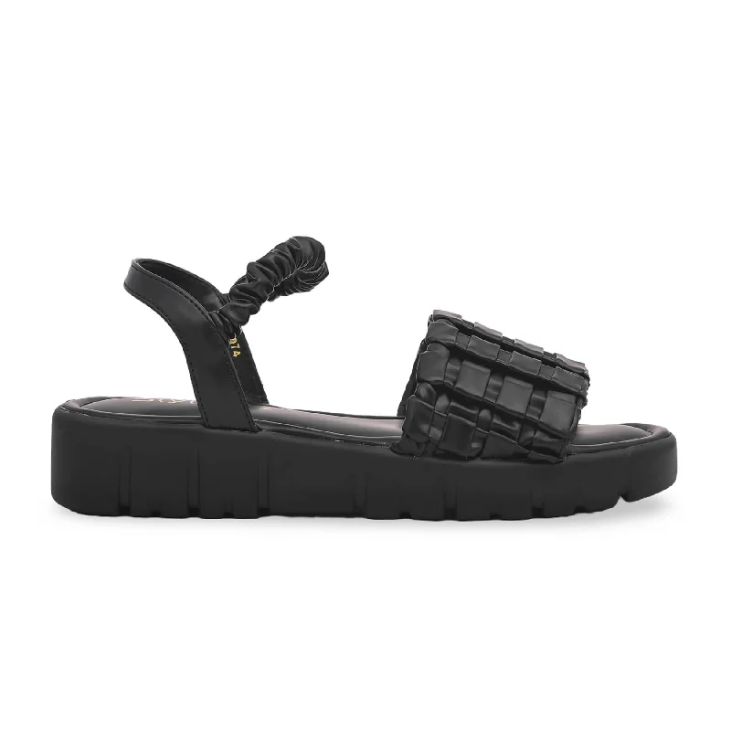 Sandals with slip-on comfort-Black Formal Sandal PU0125