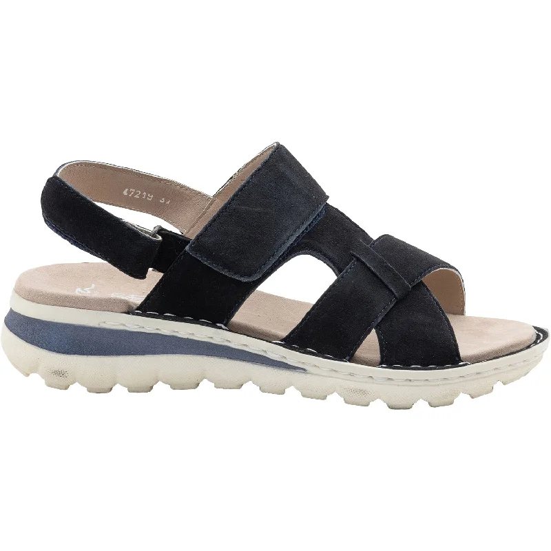 Sandals with durable soles-Women's Ara Tarry Navy Suede