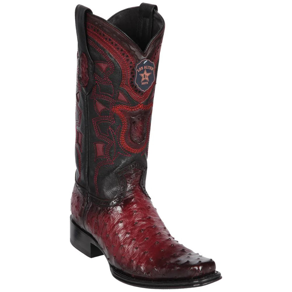 Cowboy boots with unique leather bootsLos Altos 760343 Men's Faded Burgundy Genuine Ostrich European Square Toe Cowboy Boots