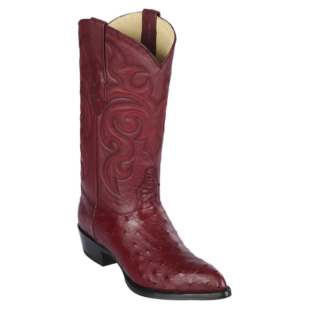 Cowboy boots with vintage patinaLos Altos 990306 Men's Burgundy Genuine Ostrich J Toe Cowboy Boots