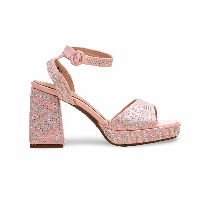 Sandals with chic heels-Pink Fancy Bridal Sandal FN5946