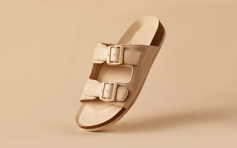 Sandals for sunny comfort-Cork Sandals : Rich Cream