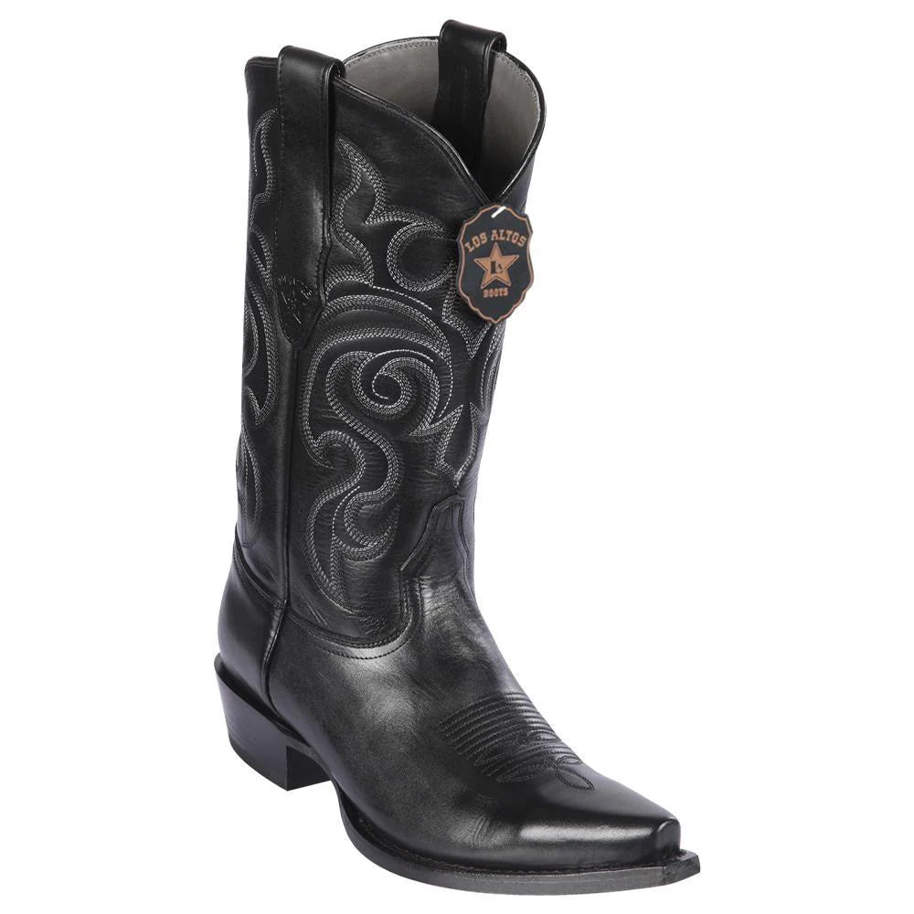 Cowboy boots with rugged black leatherLos Altos 943805 Men's Black Genuine Pull Up Snip Toe Cowboy Boots