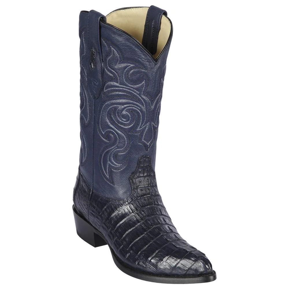 Cowboy boots with reinforced toeLos Altos 990110 Men's Navy Blue Genuine Caiman Tail J Toe Cowboy Boots