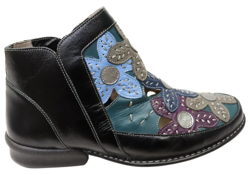 Ankle boots for city trips-J Gean Tania Womens Comfortable Leather Ankle Boots Made In Brazil