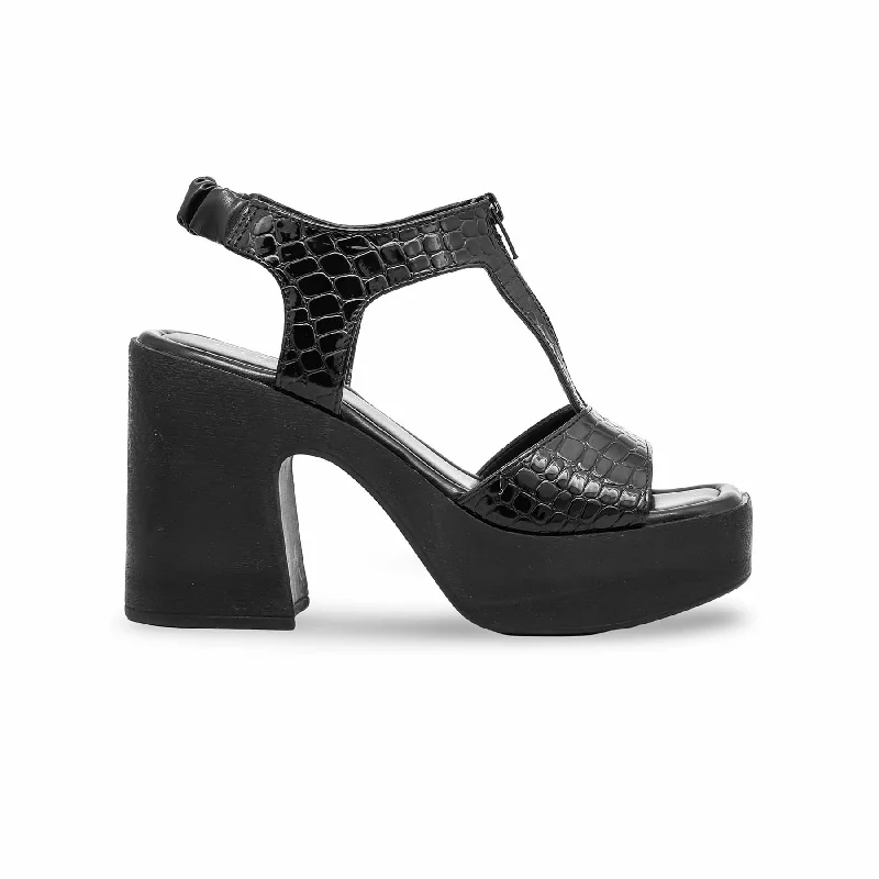 Sandals with soft straps-Black Formal Sandal PU0410