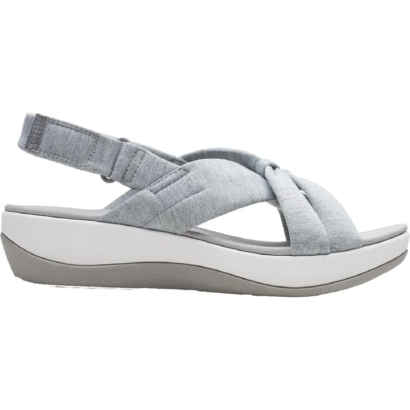 Sandals for beach heels-Women's Clarks Cloudsteppers Arla Belle Grey Fabric