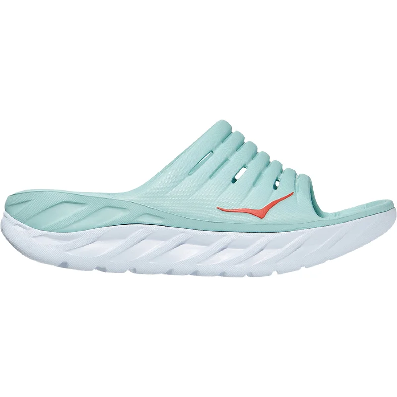 Sandals with trendy heels-Women's Hoka One One Ora Recovery Slide Eggshell Blue/White EVA