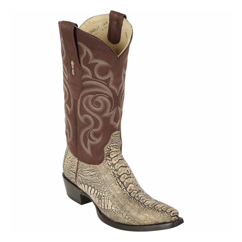 Cowboy boots with reinforced leather shankLos Altos 940511 Men's Rustic Oryx Genuine Ostrich Leg Snip Toe Cowboy Boots